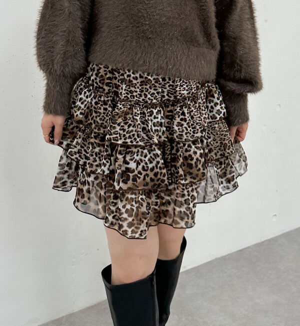 archives「アニマルソートフリルティアードスカート」|スカート|BROWN