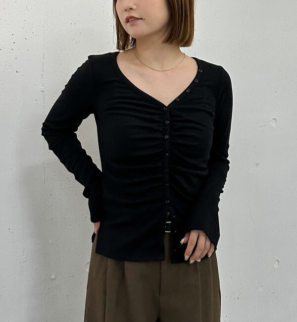 archives「ボタンギャザーＶネックＴＯＰＳ」|Tシャツ・カットソー|