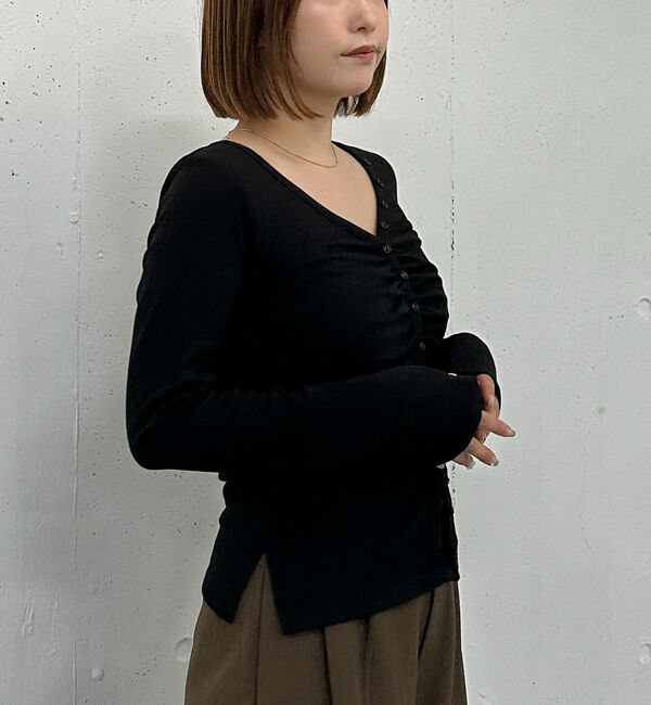 archives「ボタンギャザーＶネックＴＯＰＳ」|Tシャツ・カットソー|