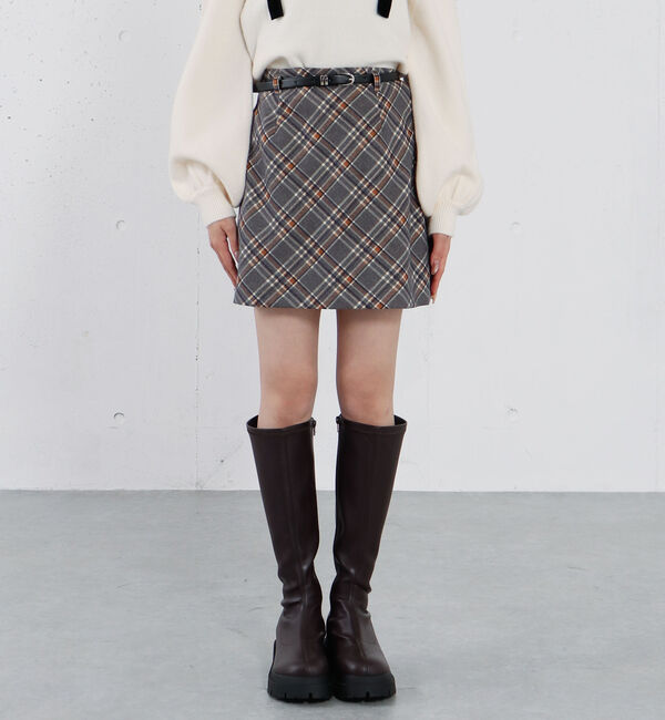 archives「ベルト付きチェックアソート台形ミニＳＫ」|スカート|