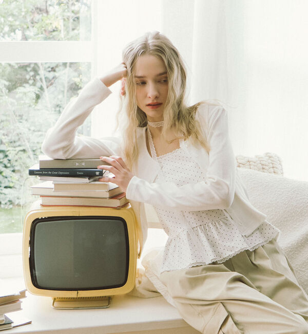 archives「チョーカー付ドットアソートフリルカットアンサンブル」|カーディガン|