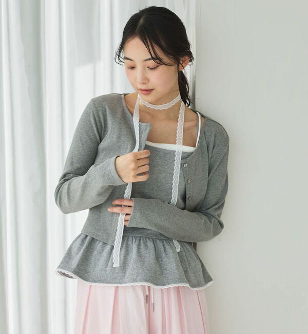 archives「チョーカー付ドットアソートフリルカットアンサンブル」|カーディガン|