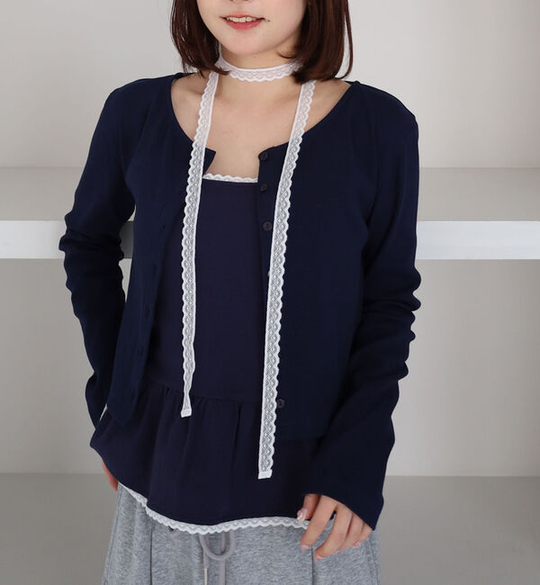 archives「チョーカー付ドットアソートフリルカットアンサンブル」|カーディガン|