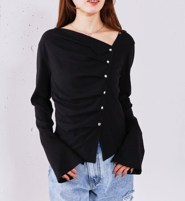 archives「【ＯＮかわ】２ｗａｙアシメボタンカットＴＯＰＳ」|Tシャツ・カットソー|