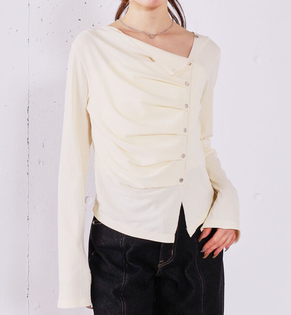 archives「【ＯＮかわ】２ｗａｙアシメボタンカットＴＯＰＳ」|Tシャツ・カットソー|