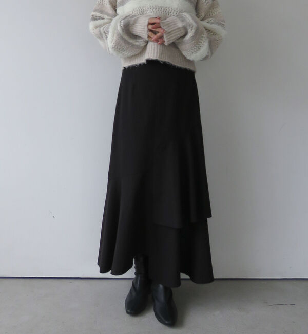 archives「アシメラッフルティアードスカート／」|スカート|BLACK