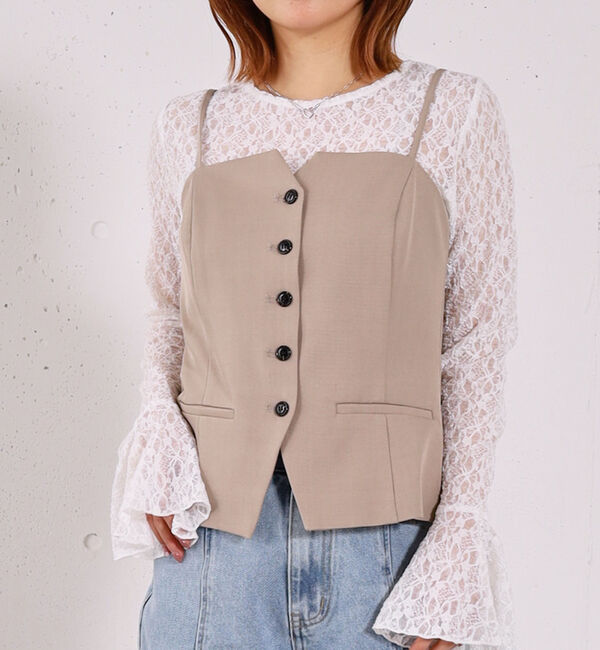 archives「【ＯＮかわ】ウォッシャブルＦボタンビスチェ」|シャツ・ブラウス|BEIGE