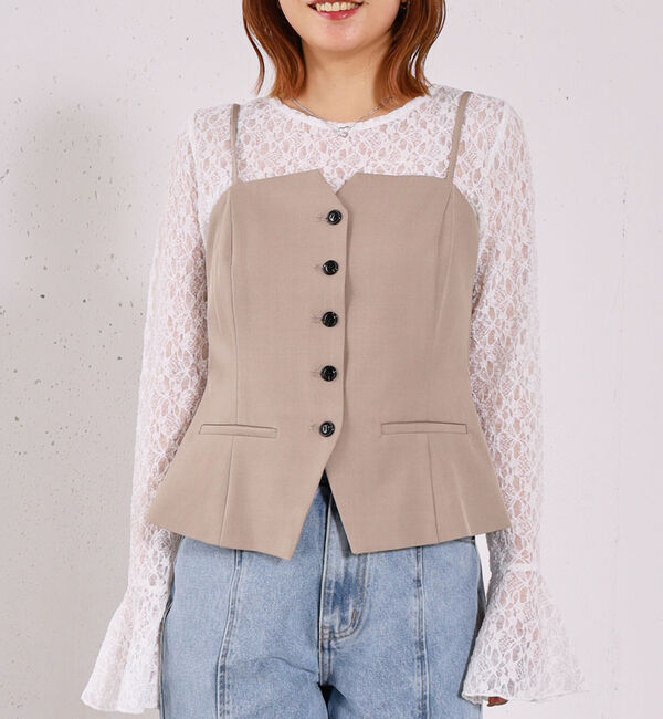 archives「【ＯＮかわ】ウォッシャブルＦボタンビスチェ」|シャツ・ブラウス|