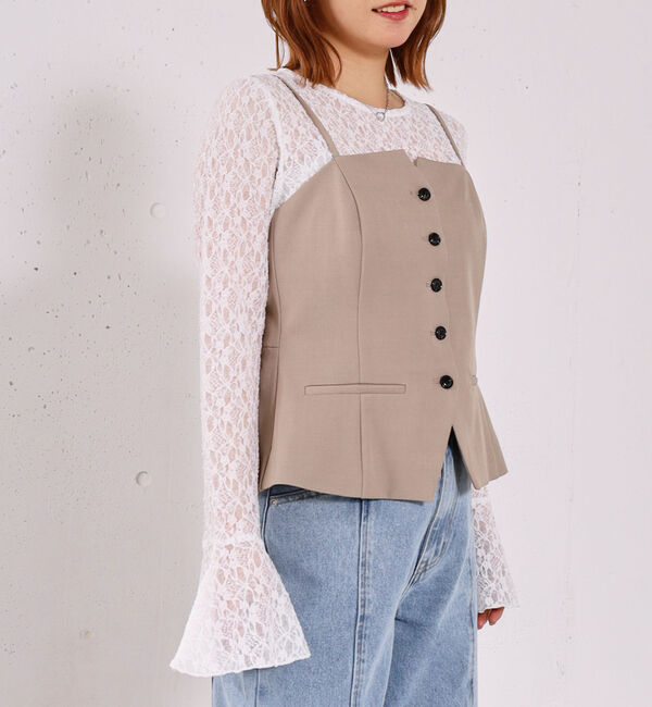 archives「【ＯＮかわ】ウォッシャブルＦボタンビスチェ」|シャツ・ブラウス|