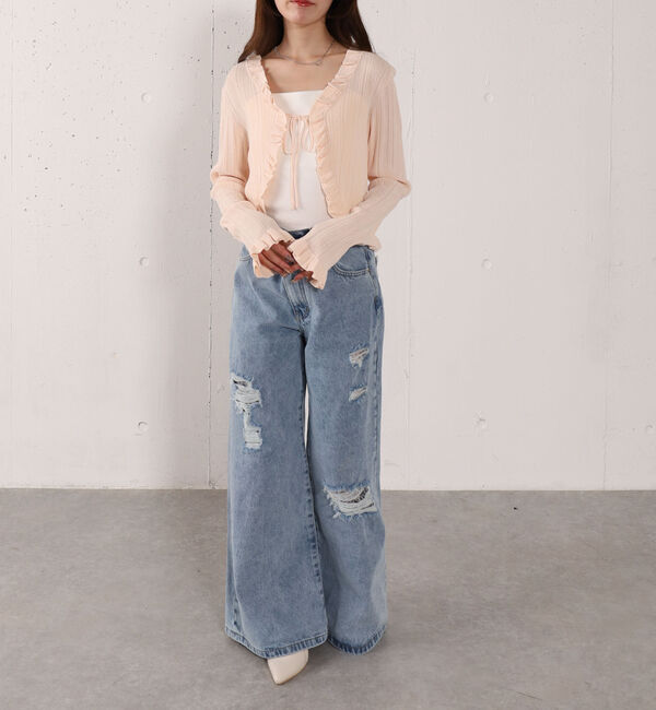 archives「【高機能】ランダムリブフリルニットカーディガン」|カーディガン|