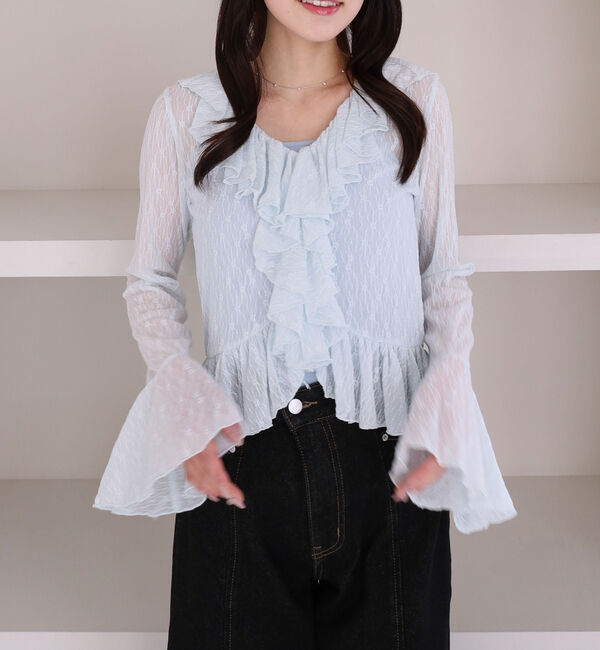 archives「カットレースラッフルフリルＴＯＰＳ」|Tシャツ・カットソー|BLUE
