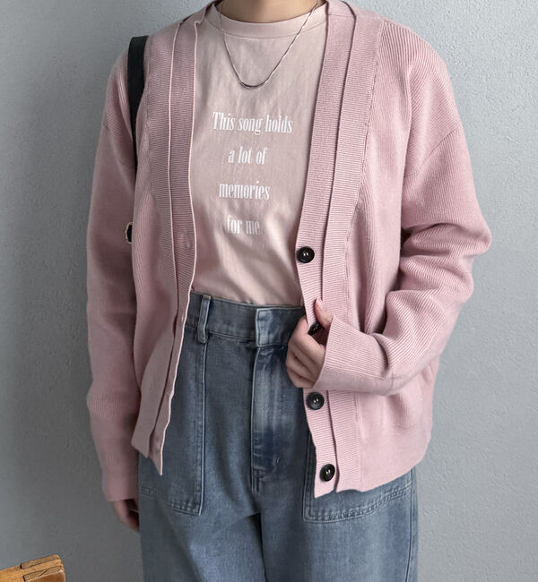 Doux archives「レイヤード風Ｖネックカーディガン」|カーディガン|PINK