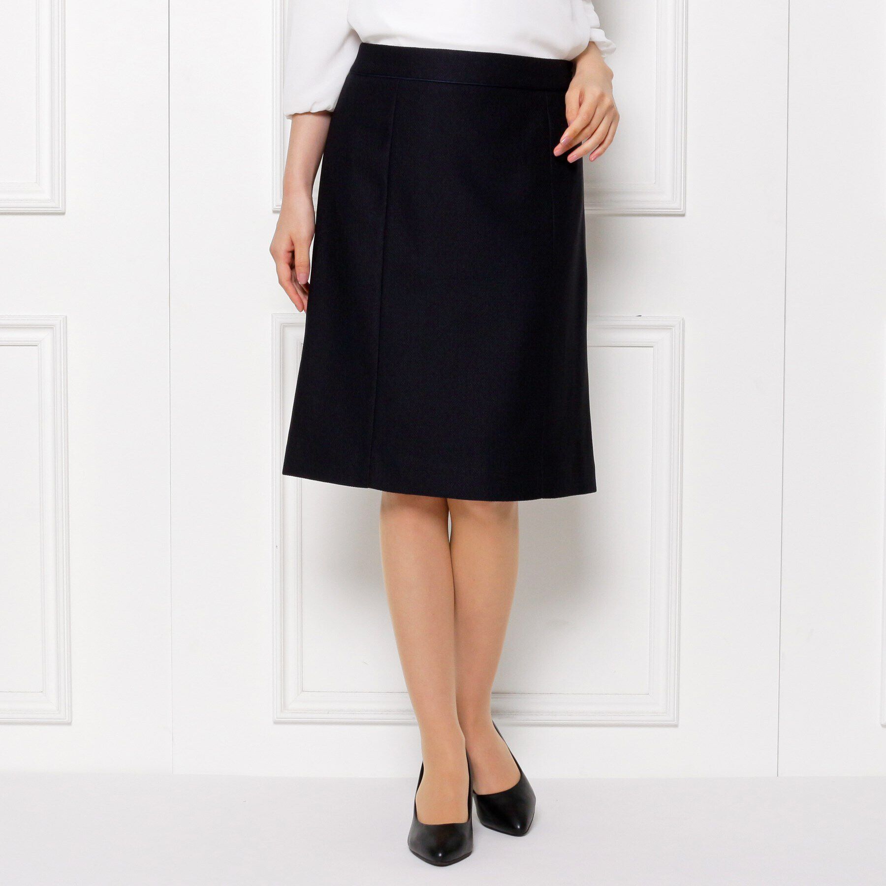 SHOO･LA･RUE「【S-5L/洗える】らくドビースカート」|スカート|ダークネイビー(09