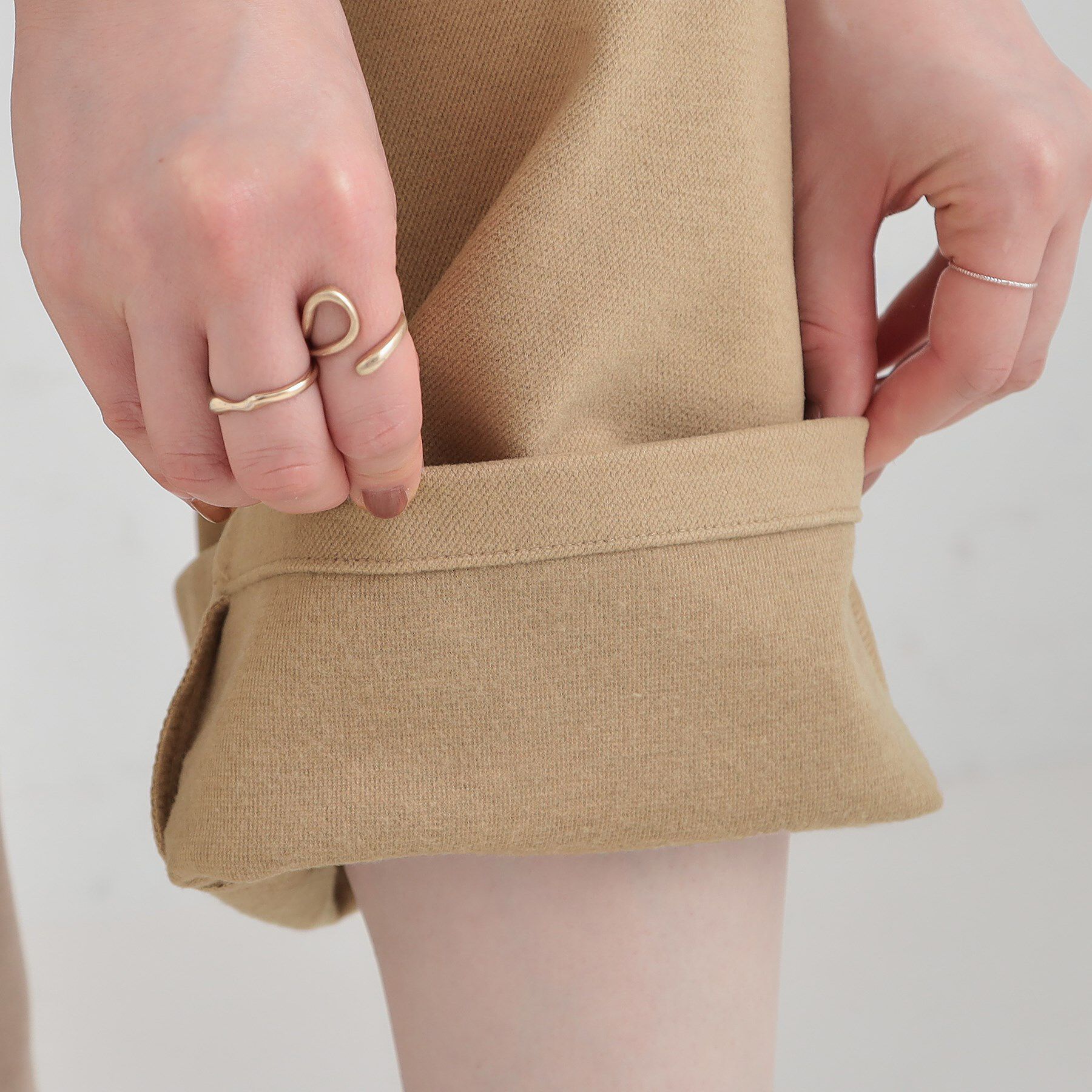 SHOO･LA･RUE「【洗濯機可/S-LL/あったか】ウエストのタブボタンがポイント 裏起毛ワイドパンツ」|その他|