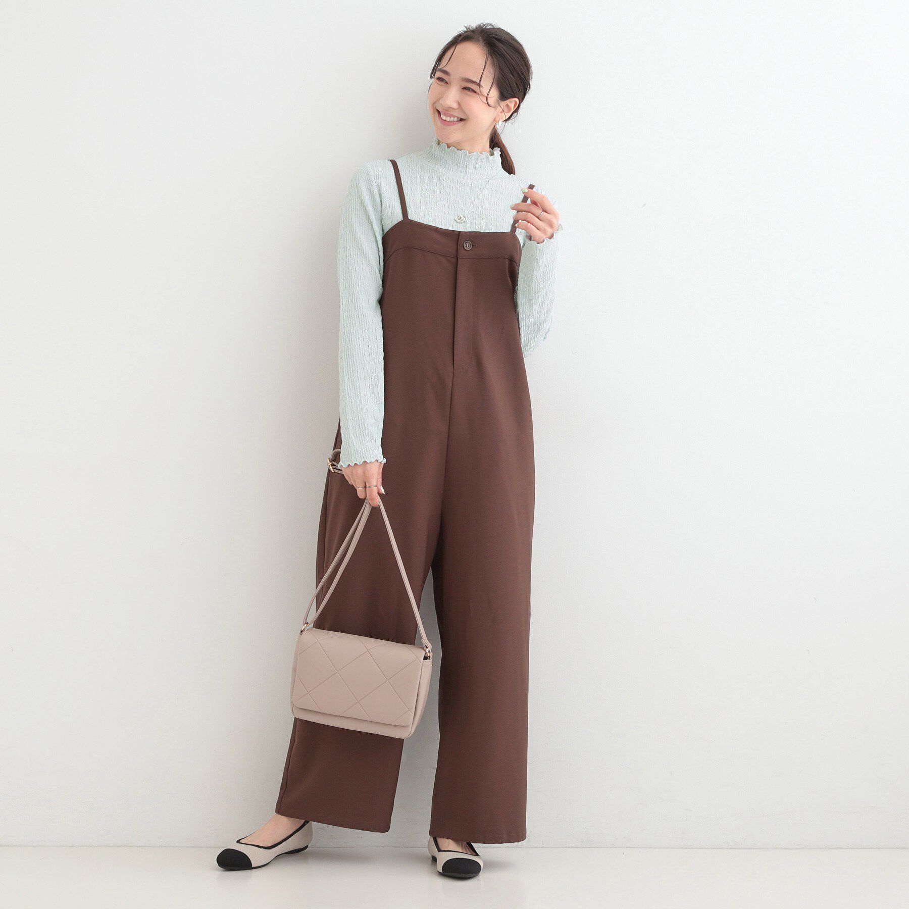 SHOO･LA･RUE「【洗濯機可/S-LL】レイヤードスタイルにも ぽこぽこジャカード ハイネックトップス」|Tシャツ・カットソー|