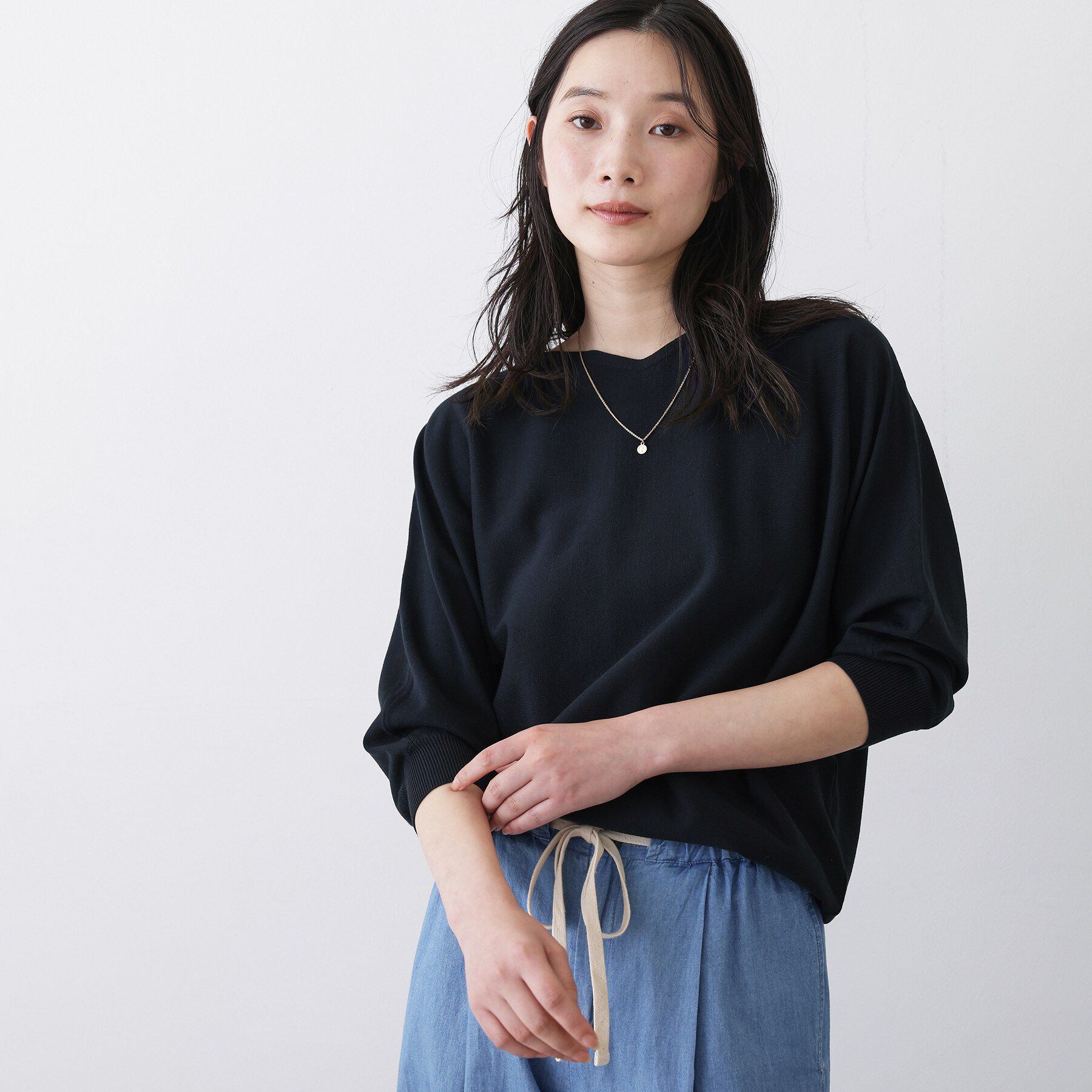 Dessin「【洗える】後ろボタンニットプルオーバー七分袖」|ニット・セーター|