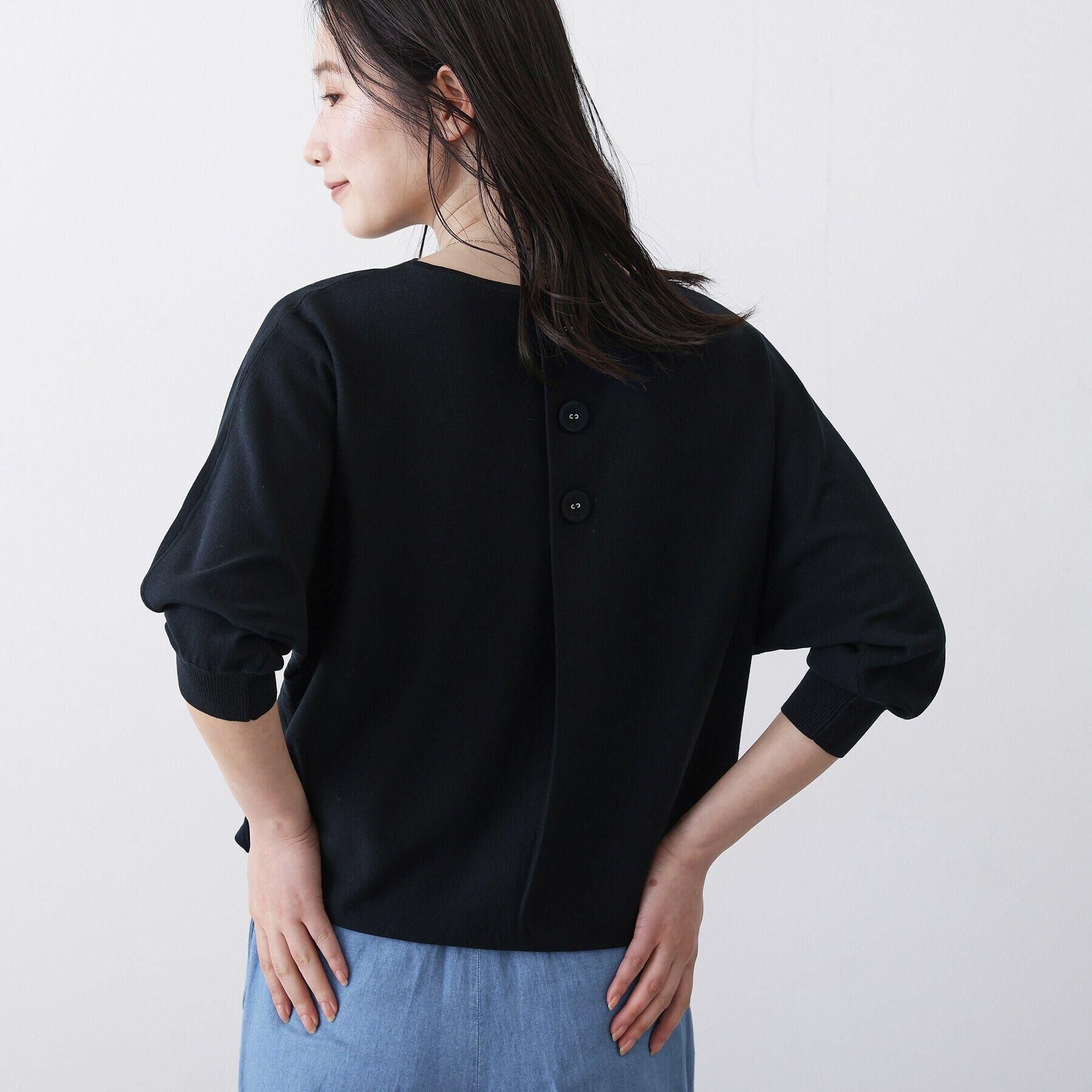 Dessin「【洗える】後ろボタンニットプルオーバー七分袖」|ニット・セーター|