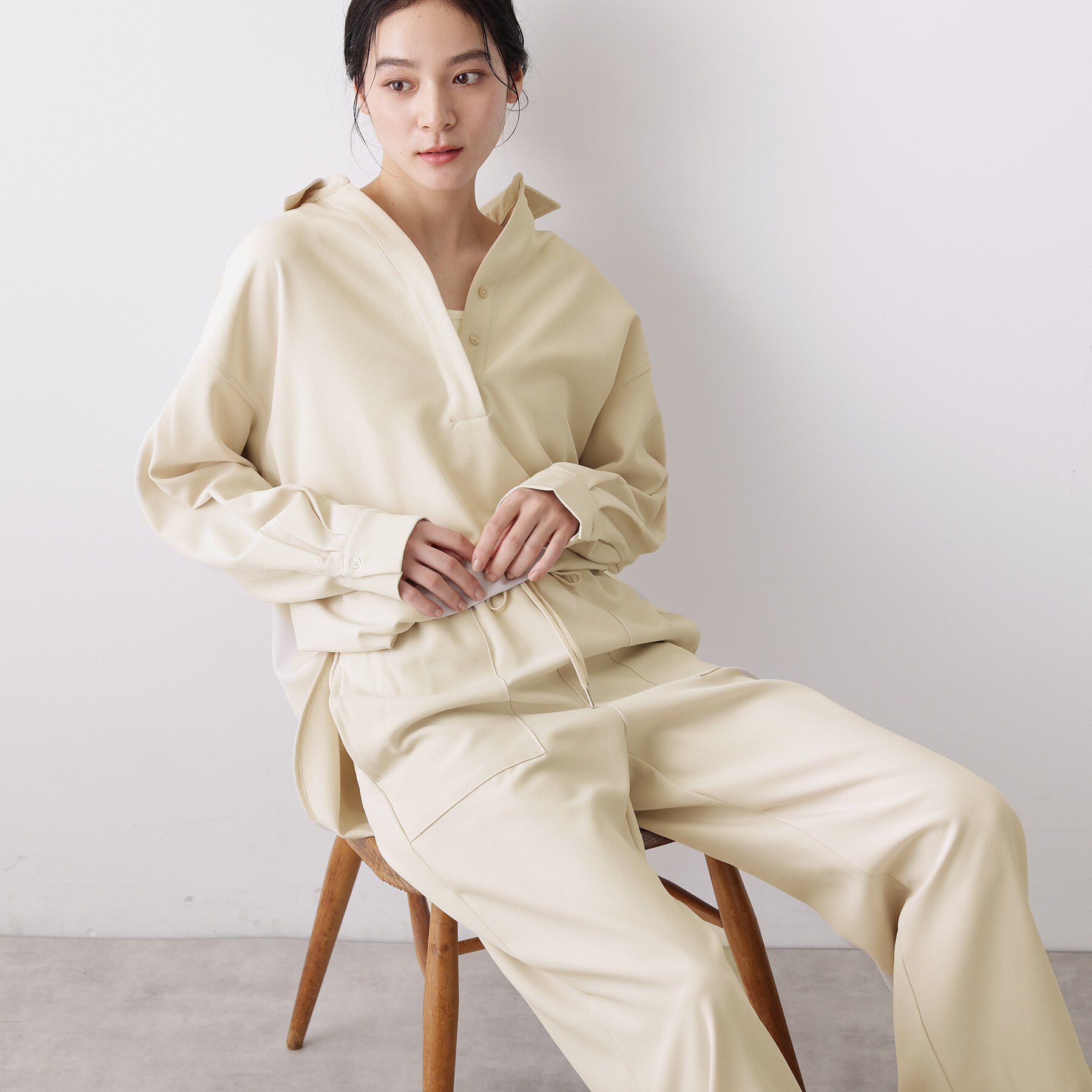 Dessin「【2点セット・洗える】メランジツイルセットアップ」|スーツ|グレージュ(050)