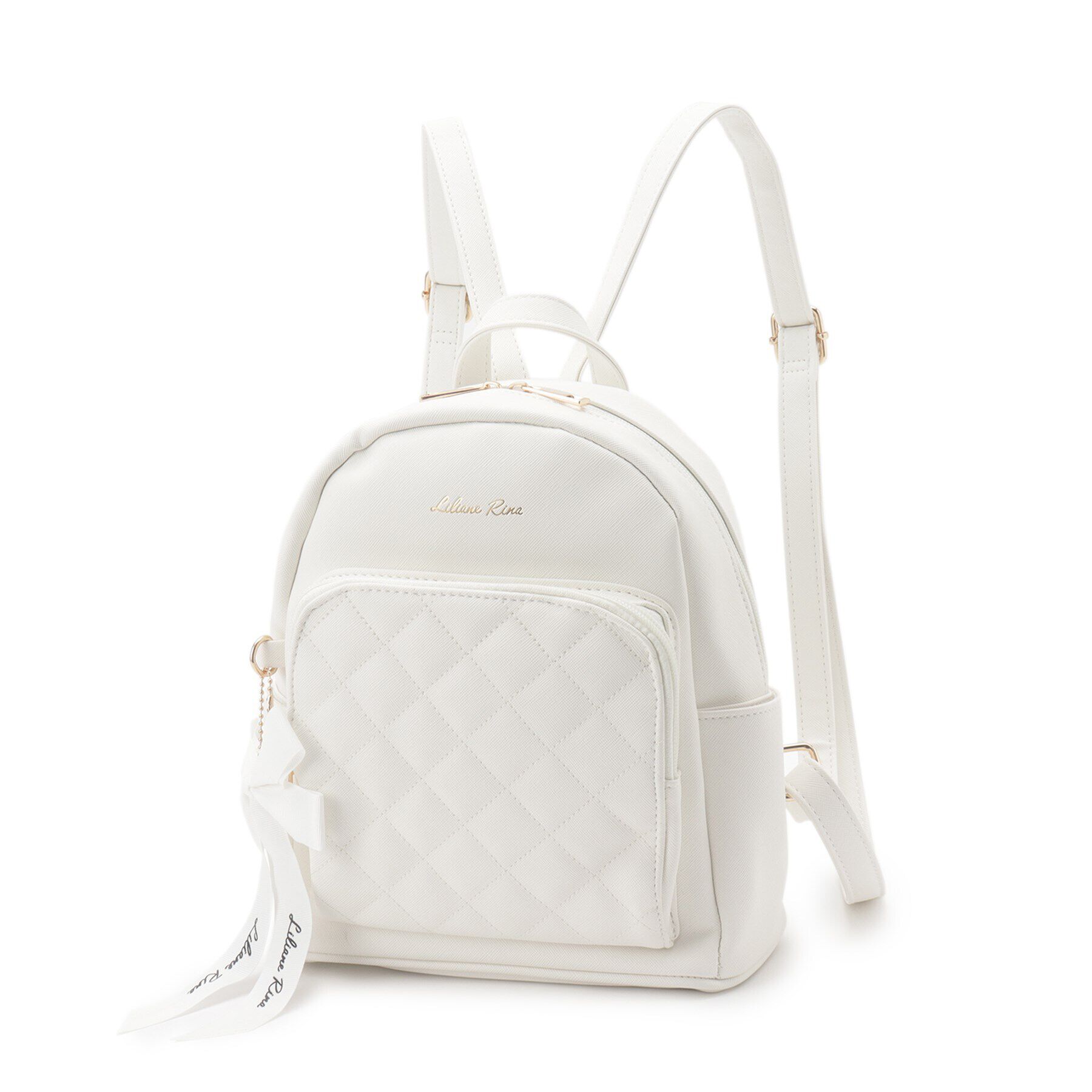 Ober Tashe「リボンチャーム付キルティングミニリュック」|リュック|ﾎﾜｲﾄ(001)