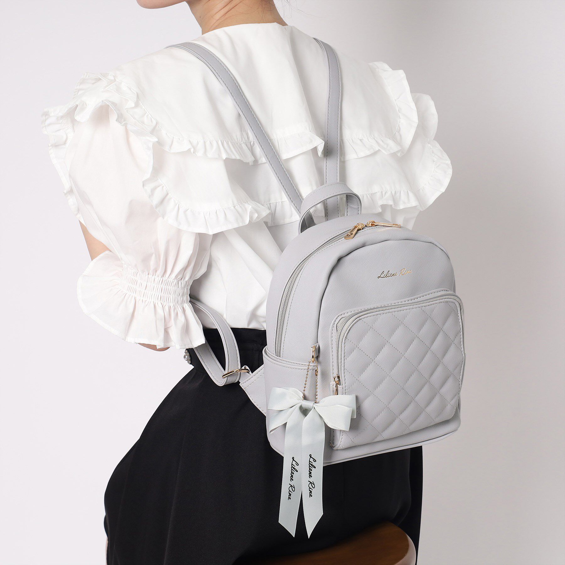 Ober Tashe「リボンチャーム付キルティングミニリュック」|リュック|