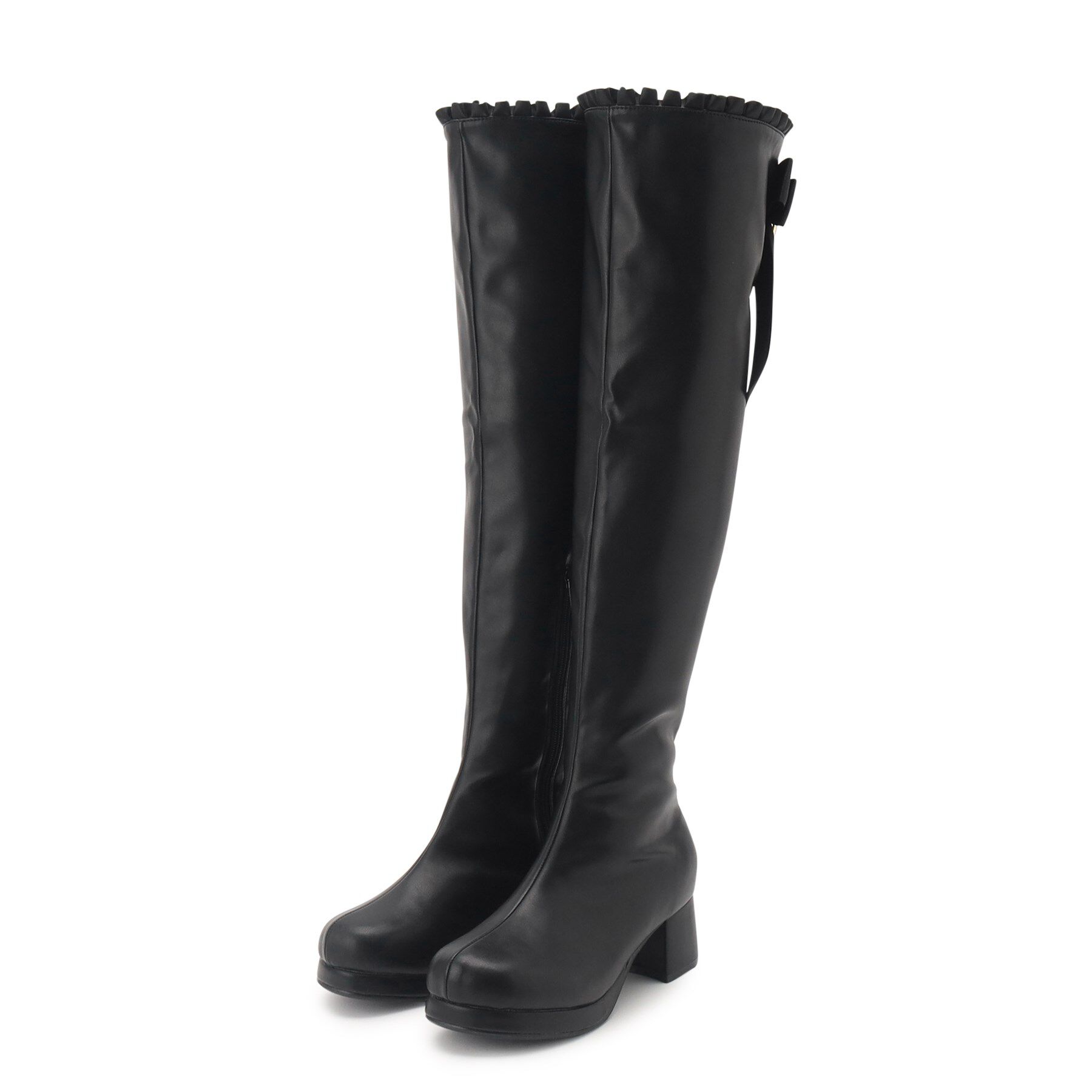 csT&P「夢見るリボン付きロングブーツ厚底」|ショートブーツ|スムースブラック(0