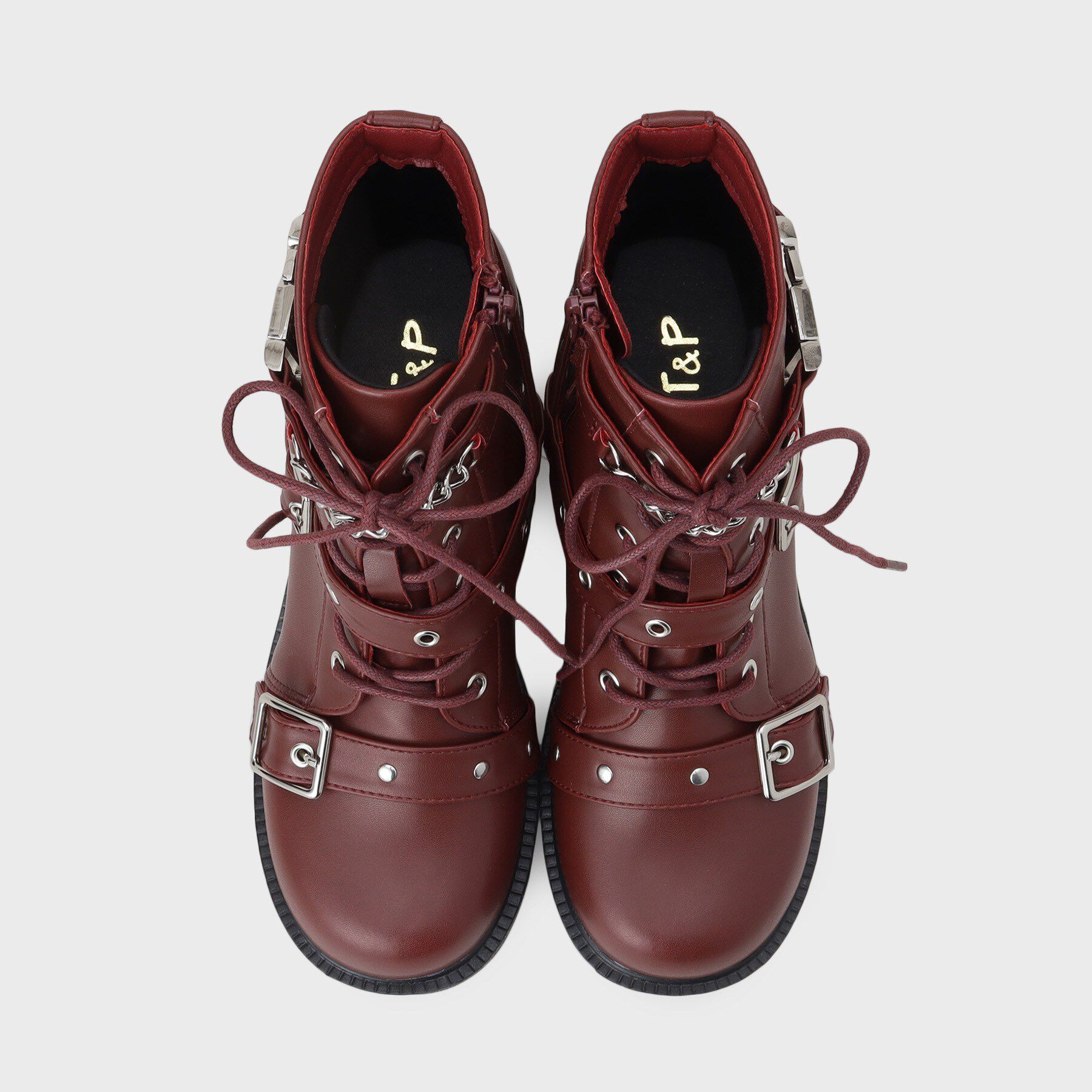 csT&P「厚底ベルト付きブーツ」|ショートブーツ|