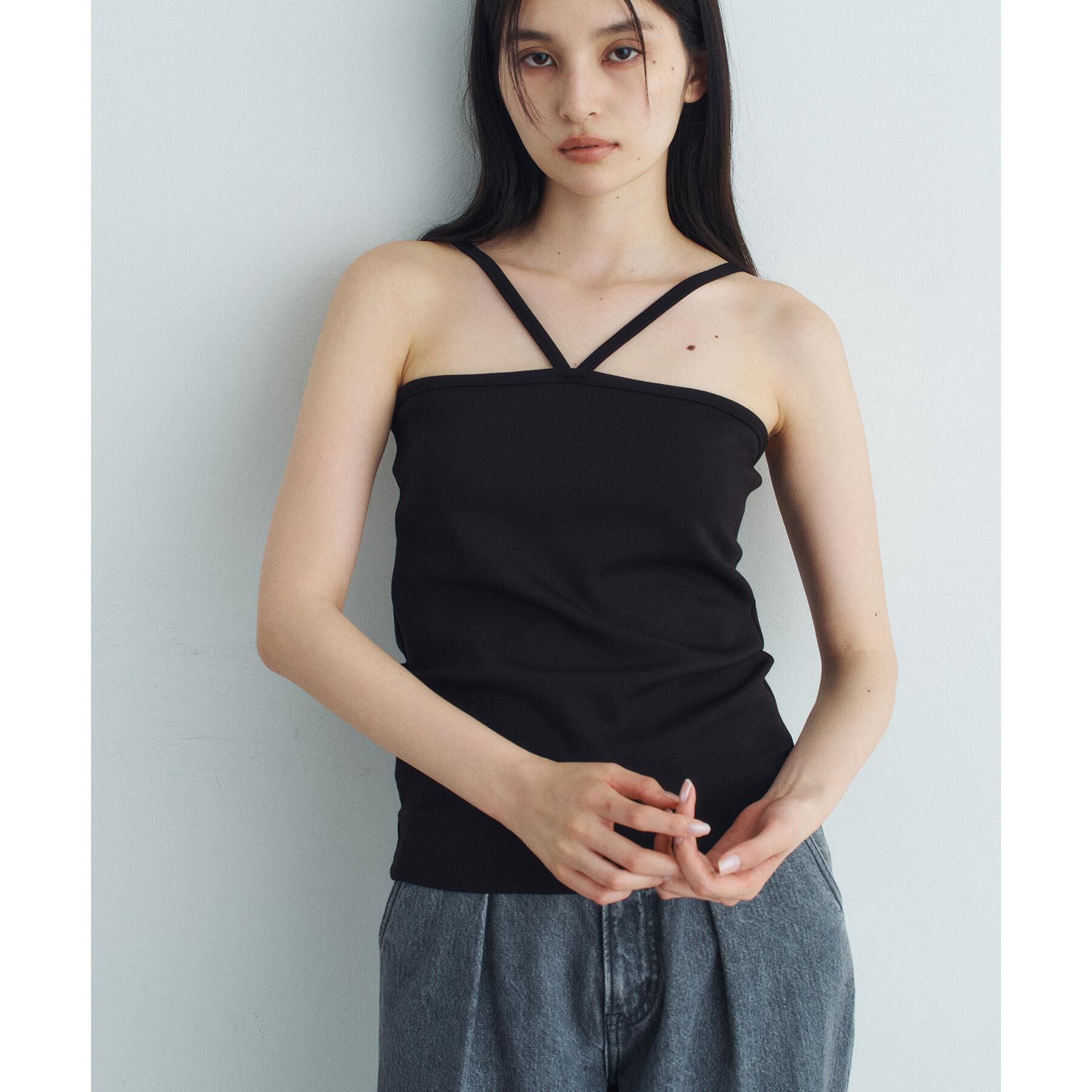 CODE A「design cut camisole」|キャミソール|ブラック(019)