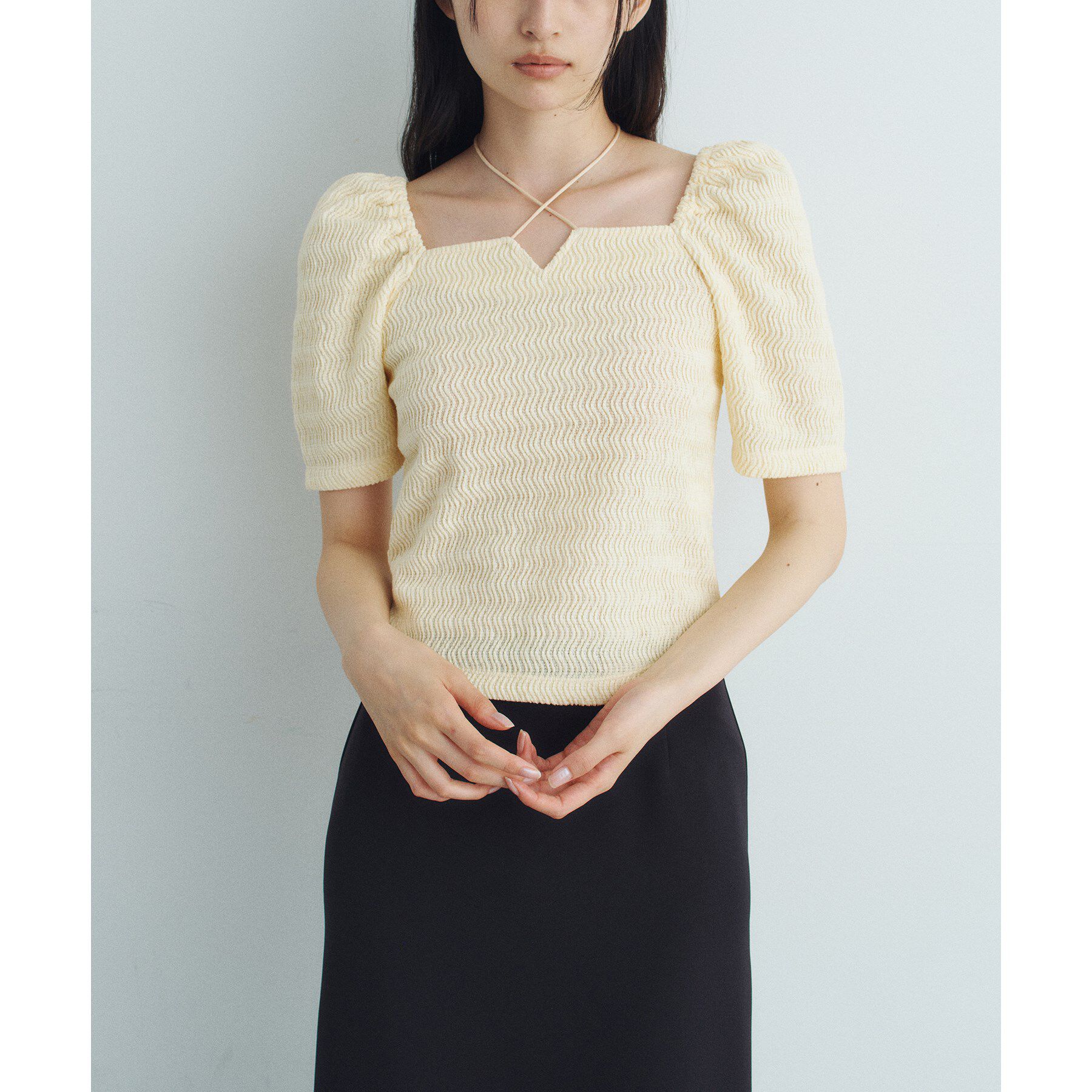 CODE A「gather puff jersey tops」|Tシャツ・カットソー|
