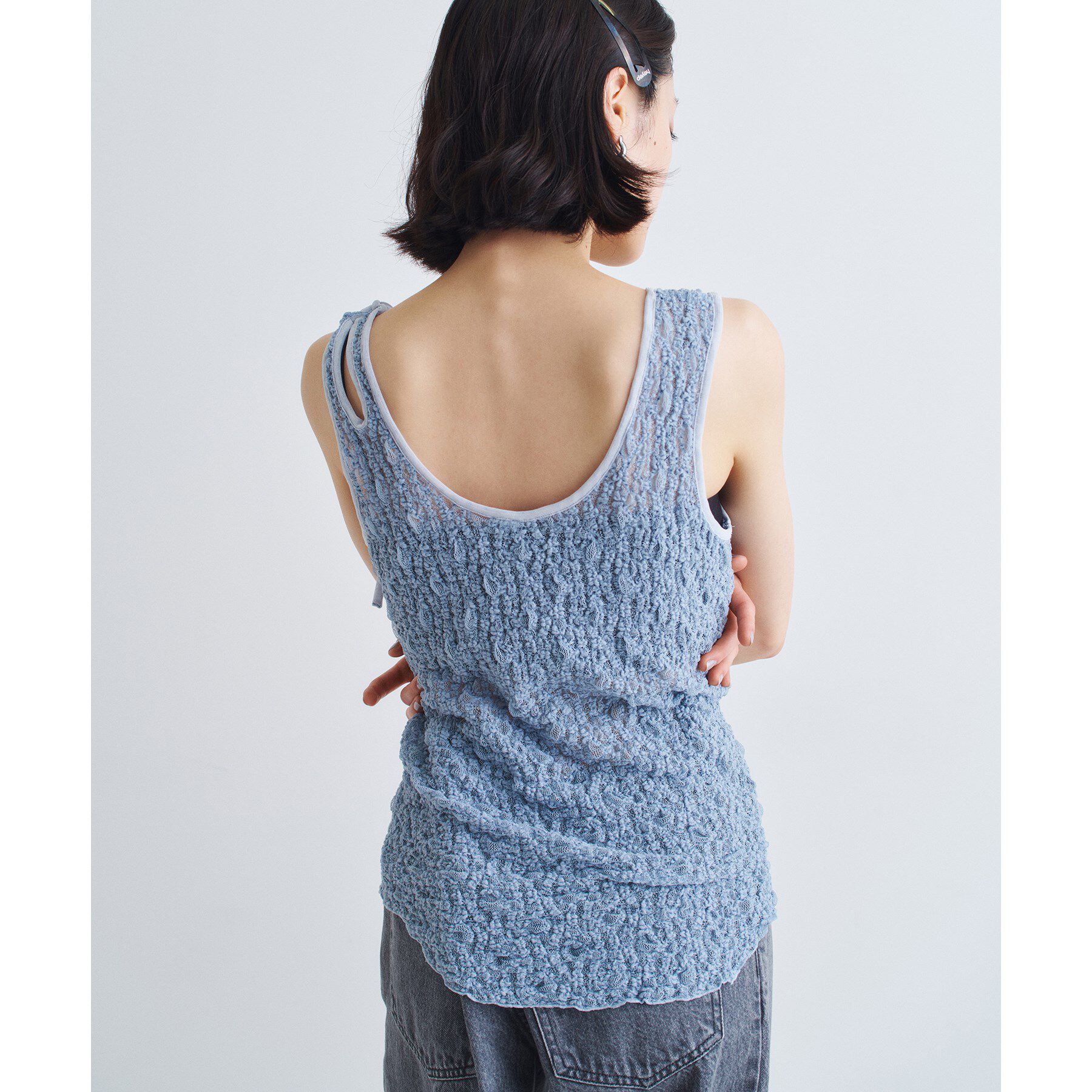CODE A「asymmetry ribbon lace cami」|キャミソール|