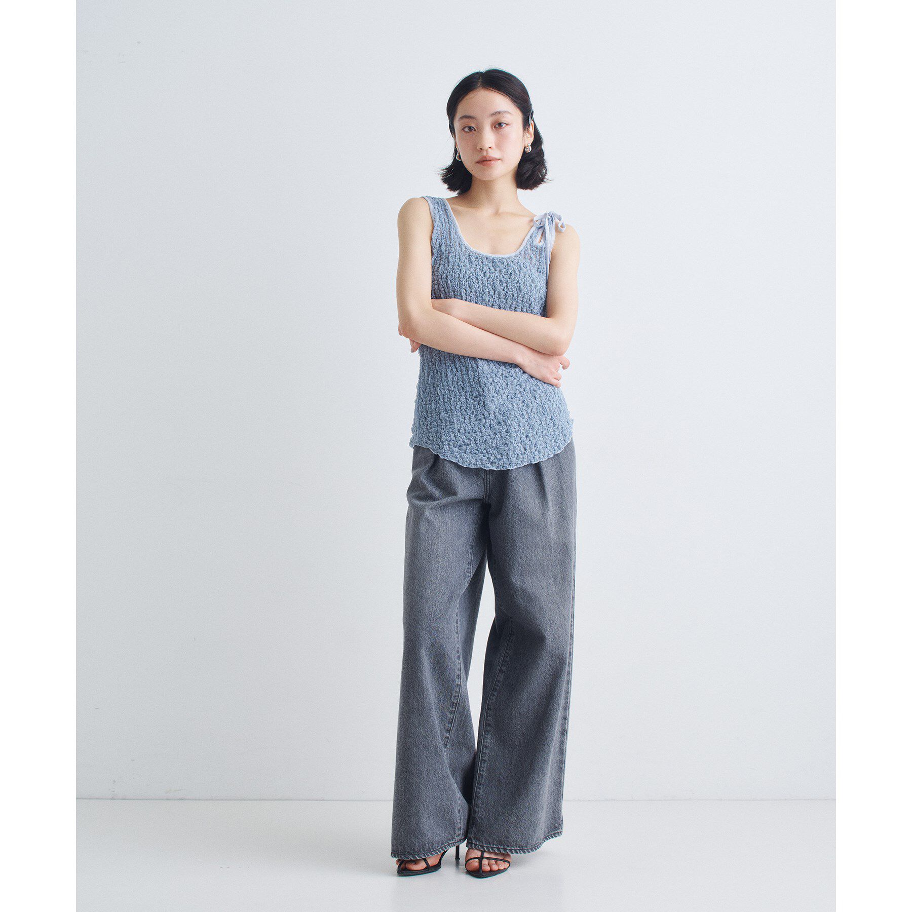 CODE A「asymmetry ribbon lace cami」|キャミソール|