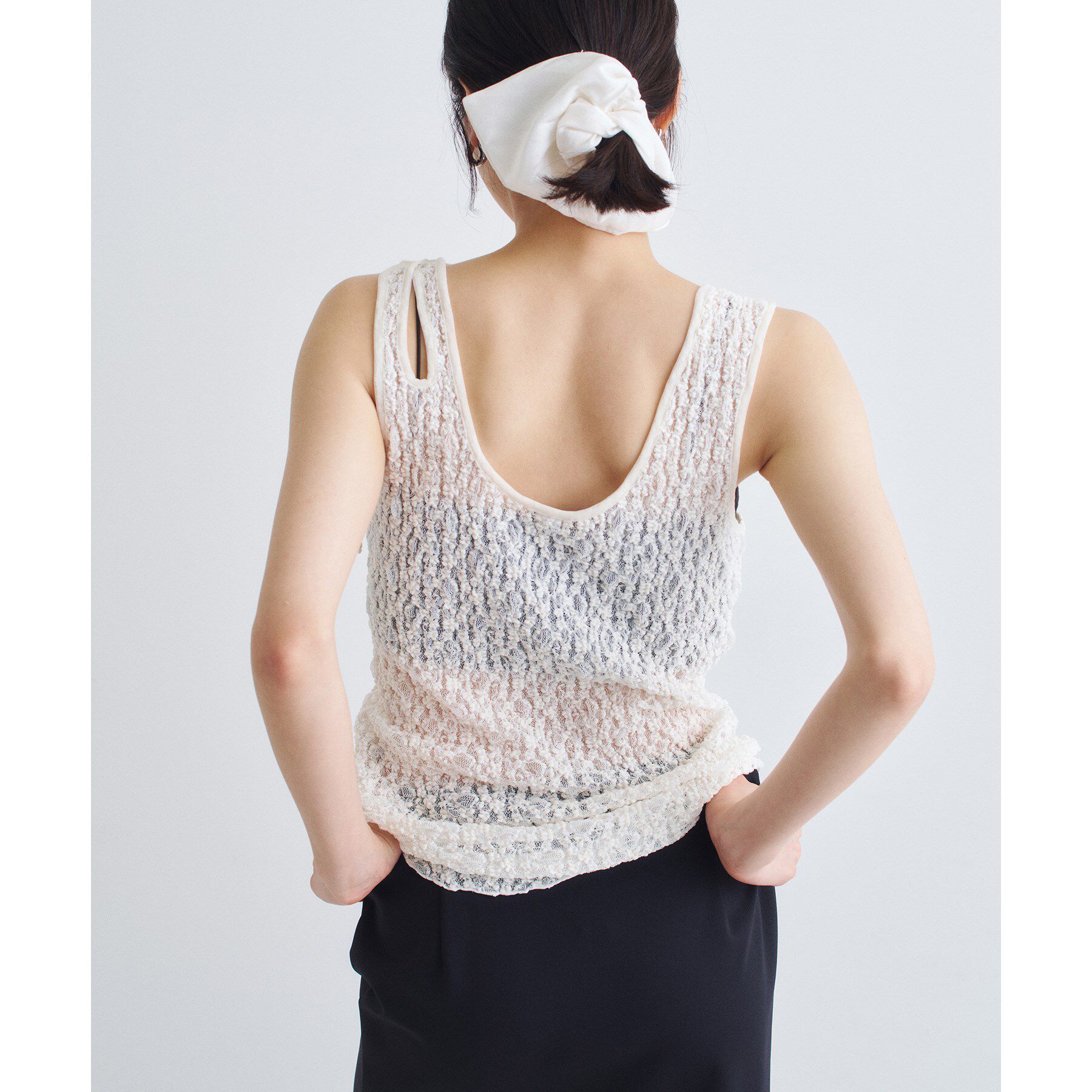 CODE A「asymmetry ribbon lace cami」|キャミソール|