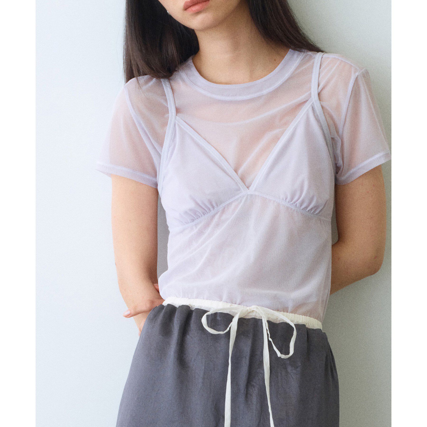 CODE A「Organic Basics｜Mesh cami」|キャミソール|ラベンダー(080)