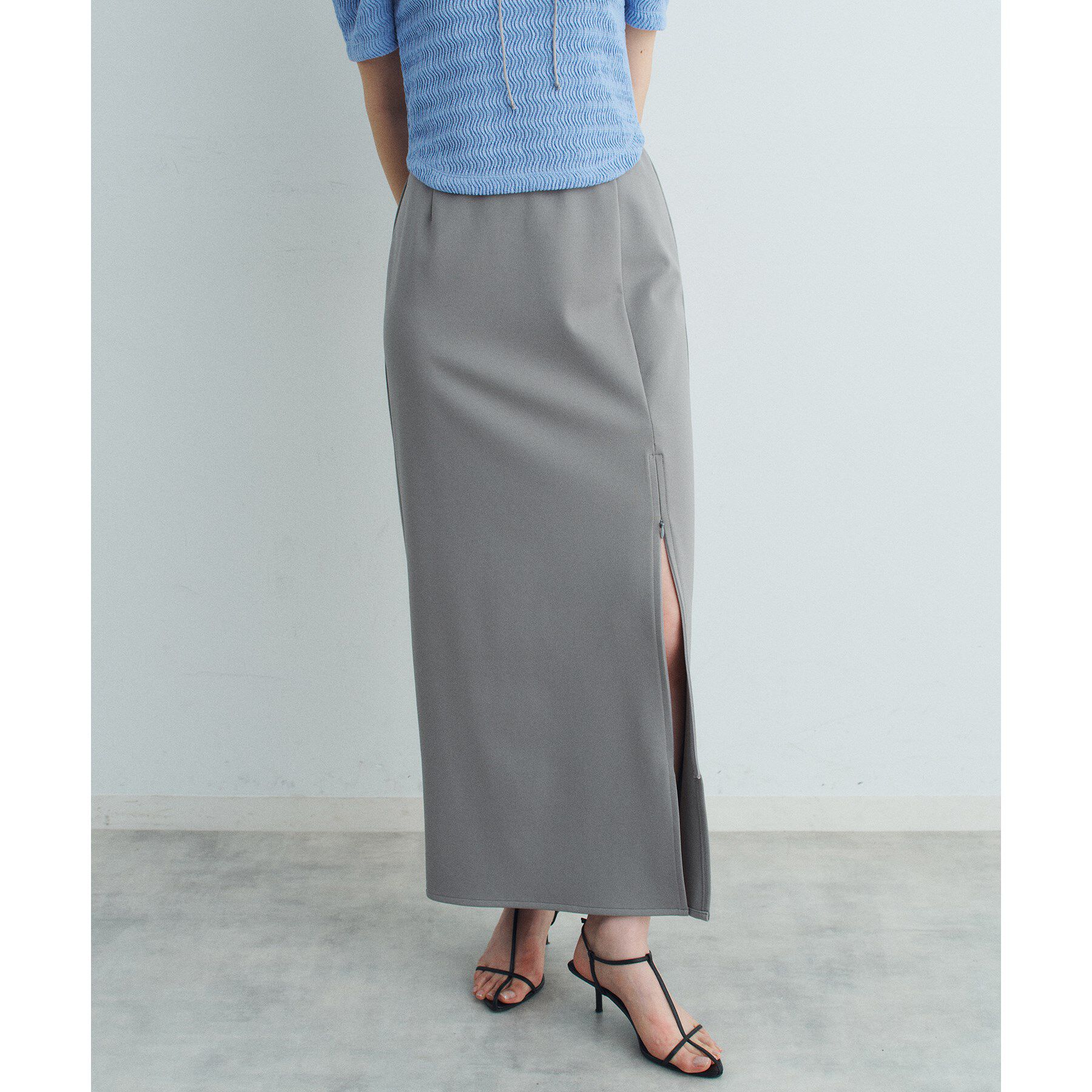 CODE A「slit jersey skirt」|スカート|グレー(012)