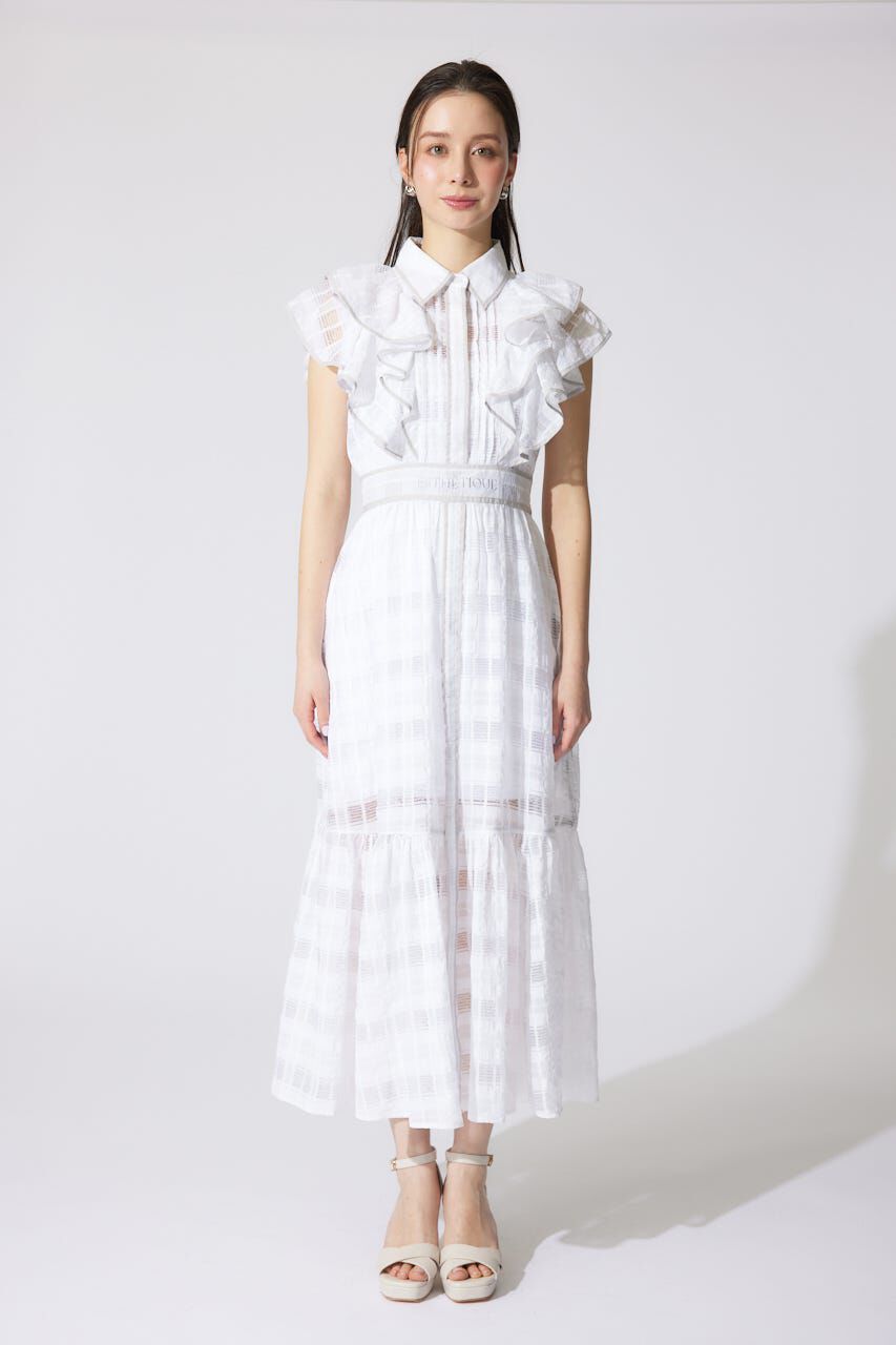 rienda「配色ロゴダブルフリルティアードワンピース」|ワンピース|