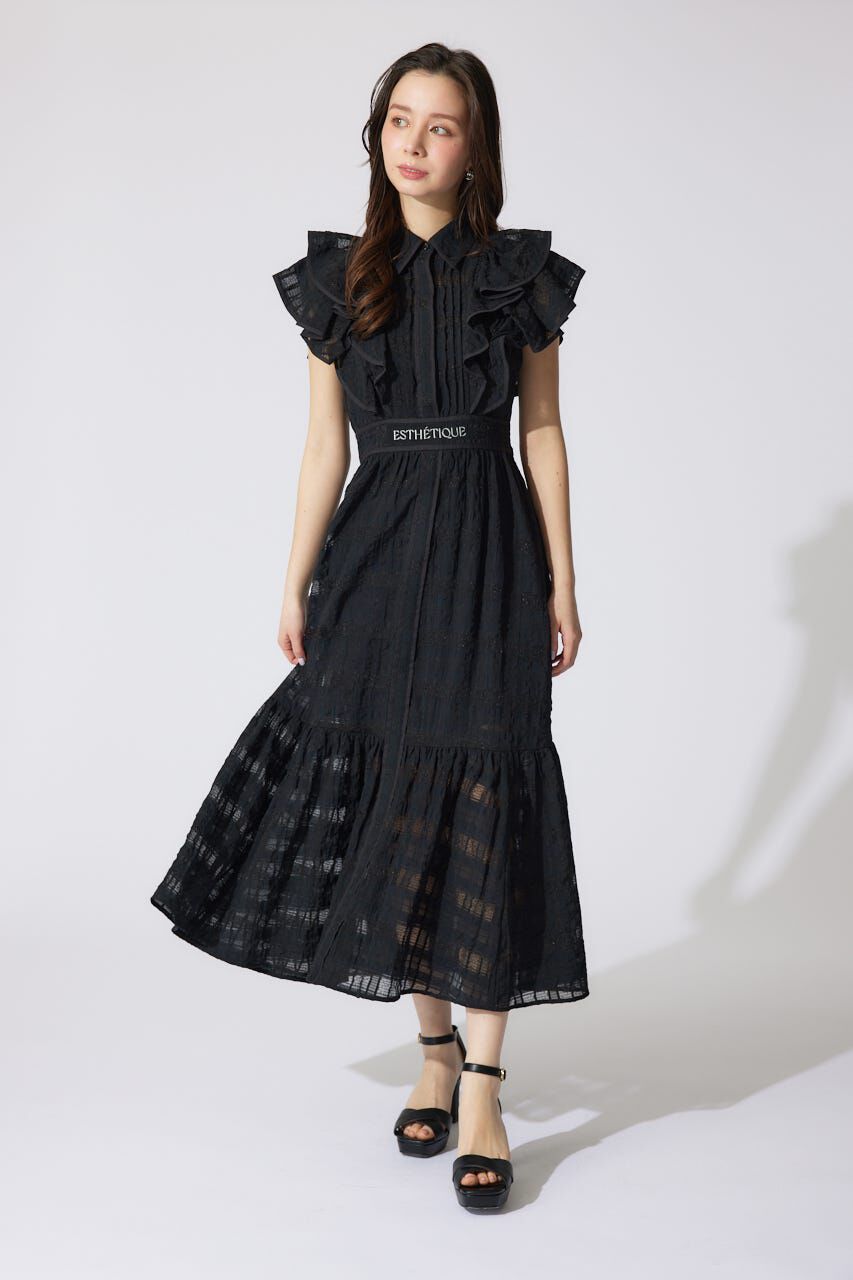 rienda「配色ロゴダブルフリルティアードワンピース」|ワンピース|