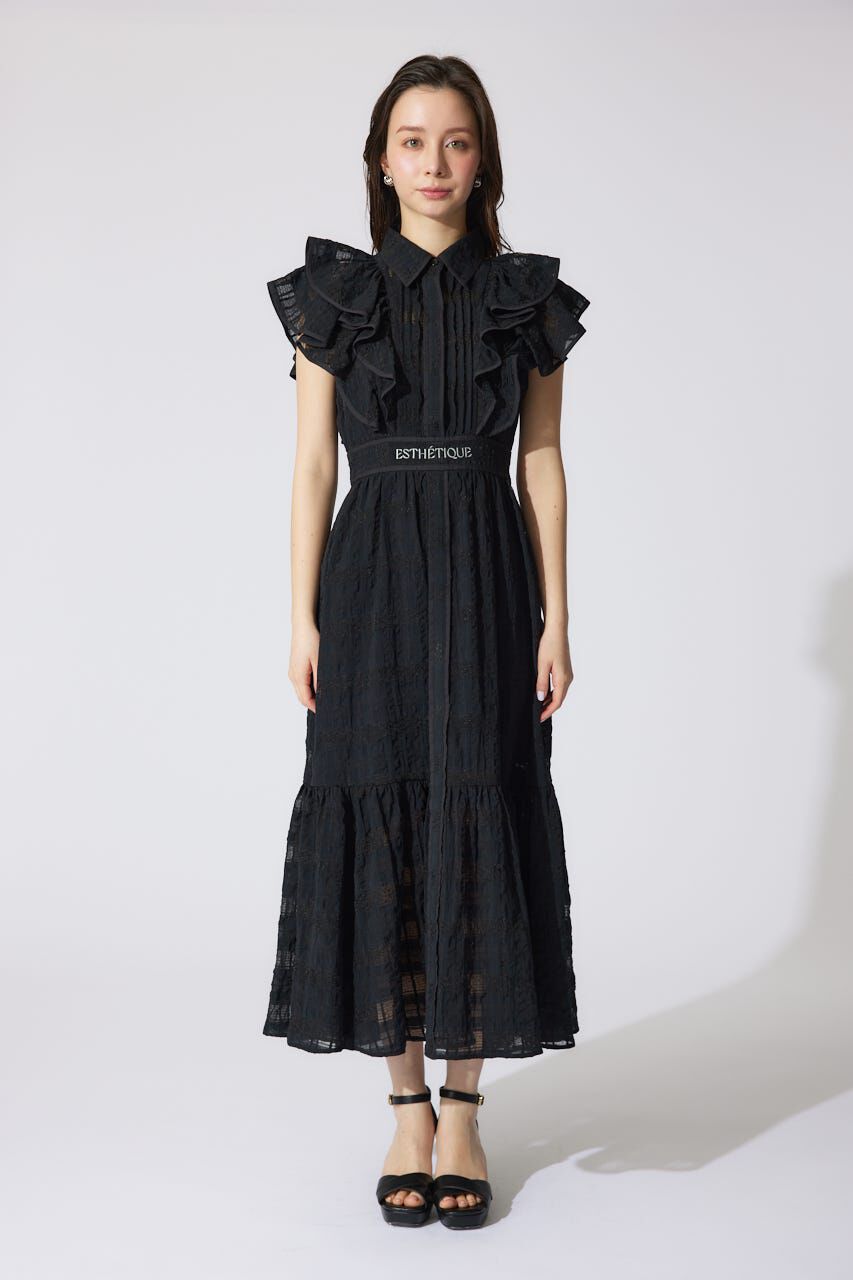 rienda「配色ロゴダブルフリルティアードワンピース」|ワンピース|