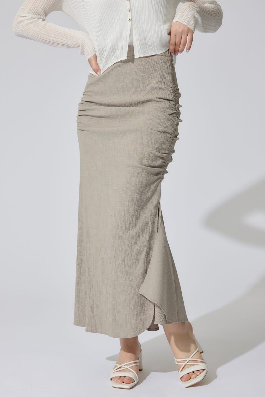 rienda「ギャザーマーメイドジャストウエストスカート」|スカート|BEG