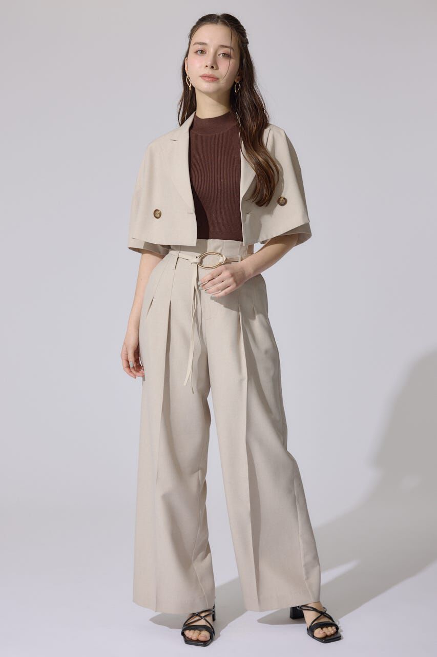 rienda「リネンライクワイドタックベルト付きパンツ」|その他|