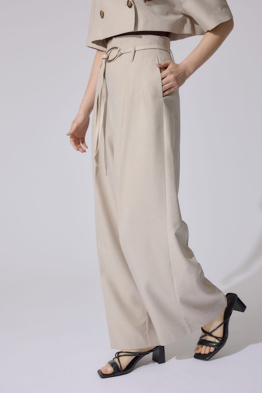 rienda「リネンライクワイドタックベルト付きパンツ」|その他|