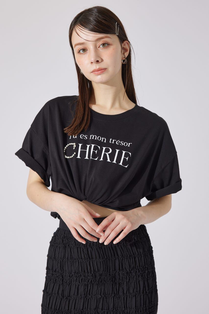 rienda「パールロゴビッグTシャツ」|Tシャツ・カットソー|BLK