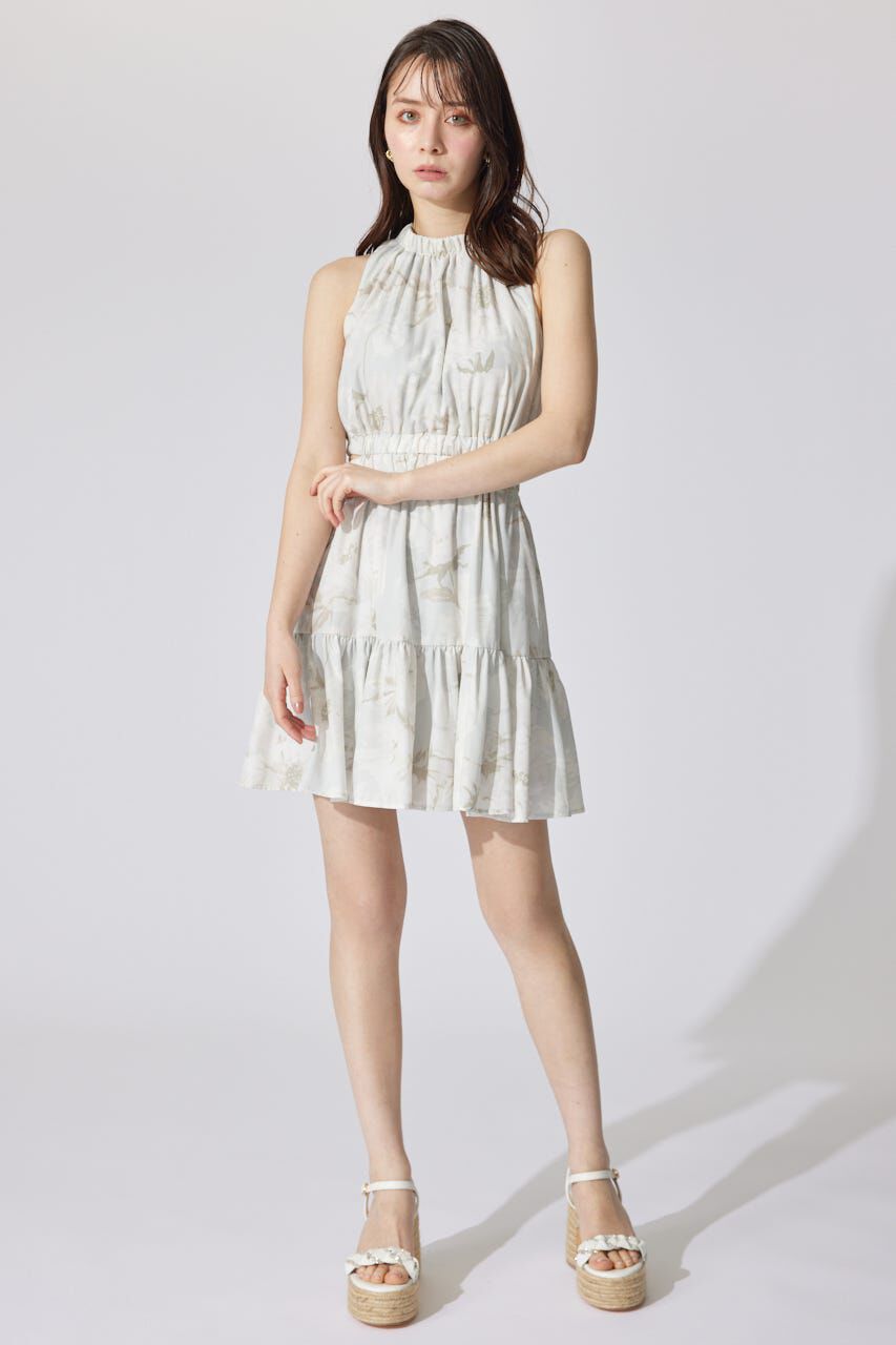 rienda「ホルターネックギャザーミニフレアワンピース」|ワンピース|