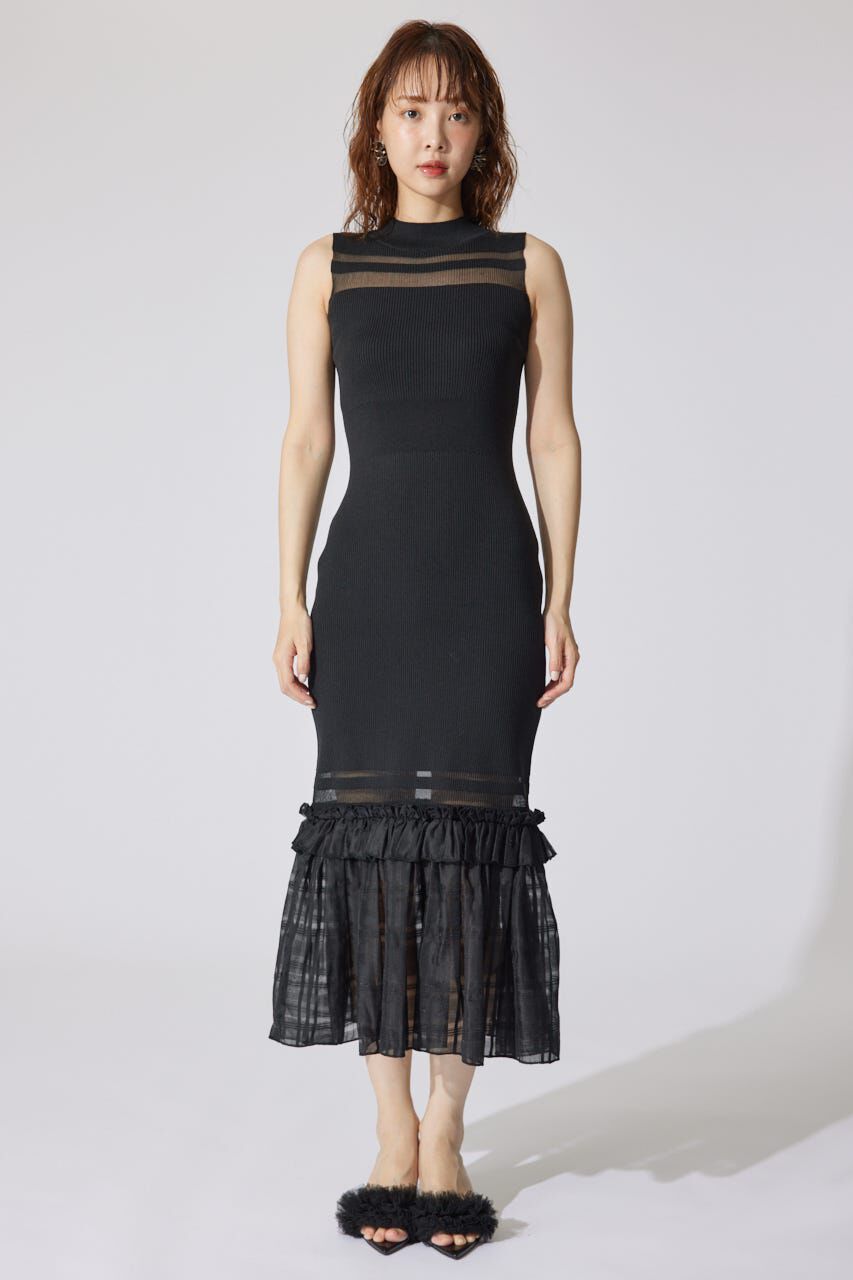 rienda「ティアードフリルシアーマーメイドニットワンピース」|ワンピース|