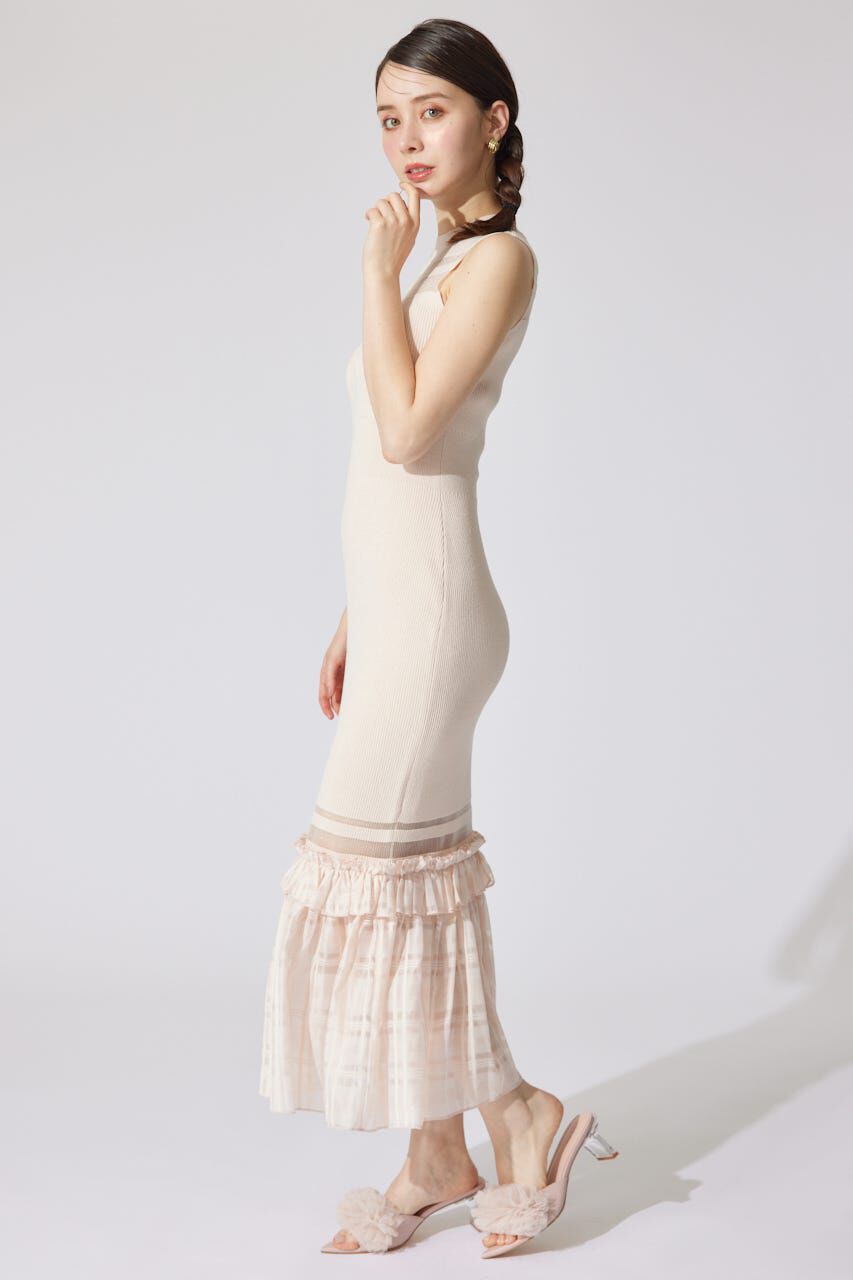 rienda「ティアードフリルシアーマーメイドニットワンピース」|ワンピース|