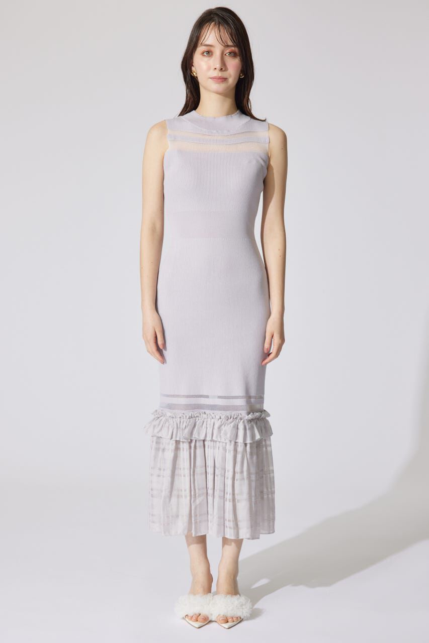 rienda「ティアードフリルシアーマーメイドニットワンピース」|ワンピース|