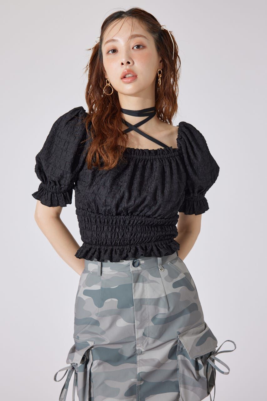 rienda「メニーウェイシャーリングショートブラウス」|シャツ・ブラウス|