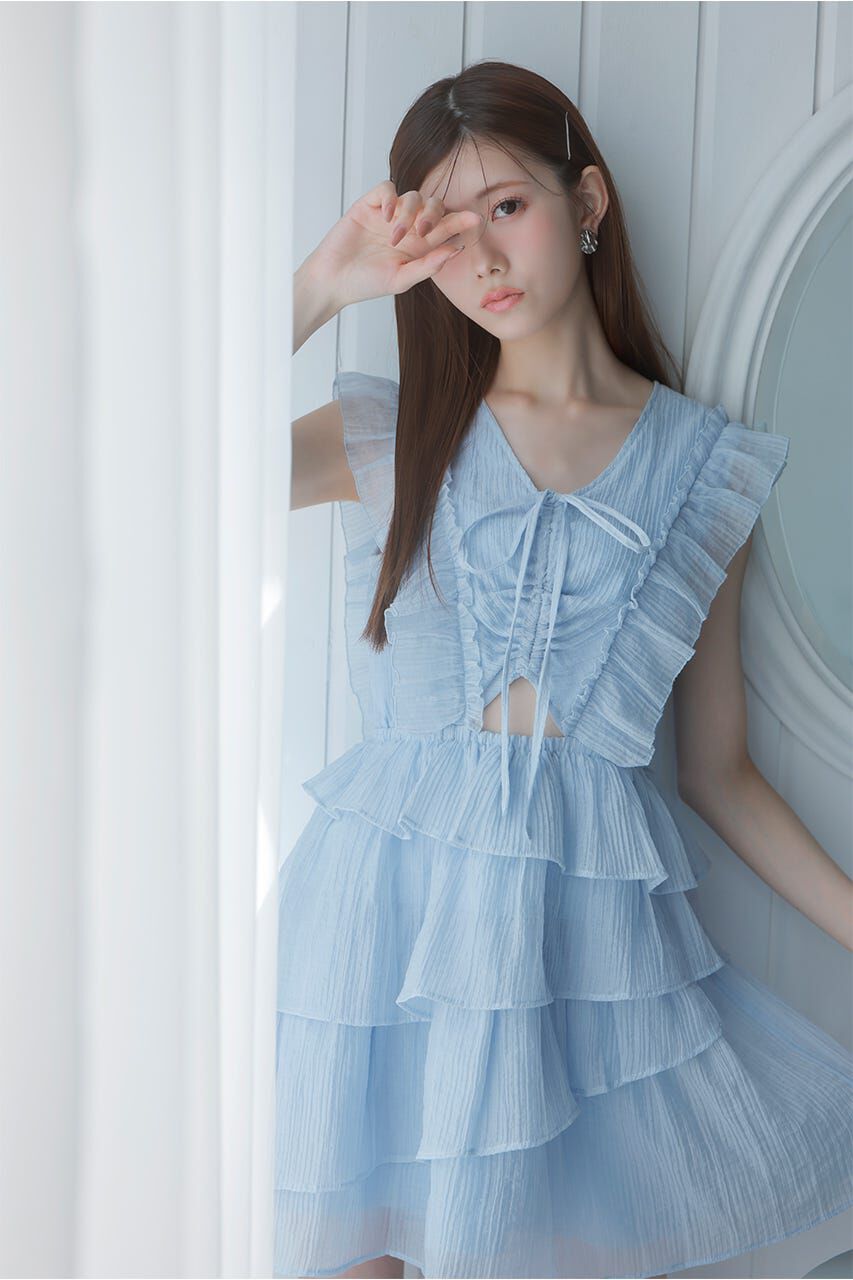 rienda「ティアードフリルミニワンピース」|ワンピース|L/BLU1