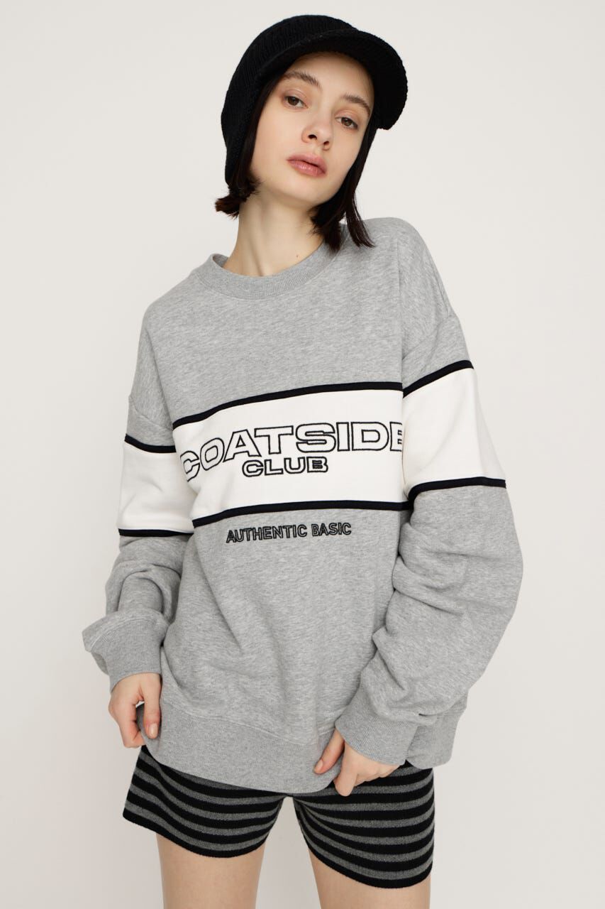 SLY「BLOCKING LINE LOGO SW トップス」|パーカー|T.GRY