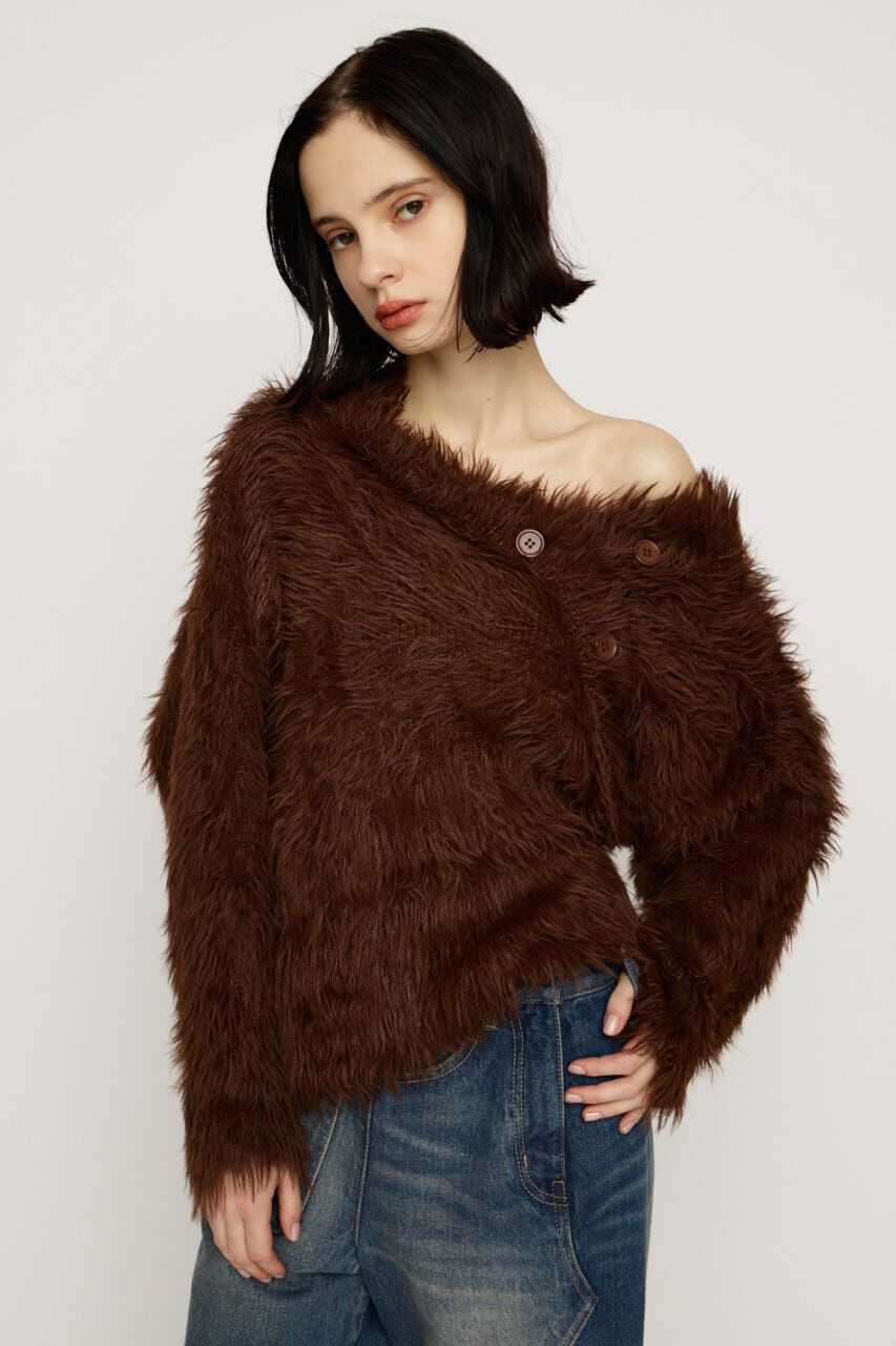 SLY「BIG SHAGGY BUTTON RIB トップス」|ニット・セーター|BRN