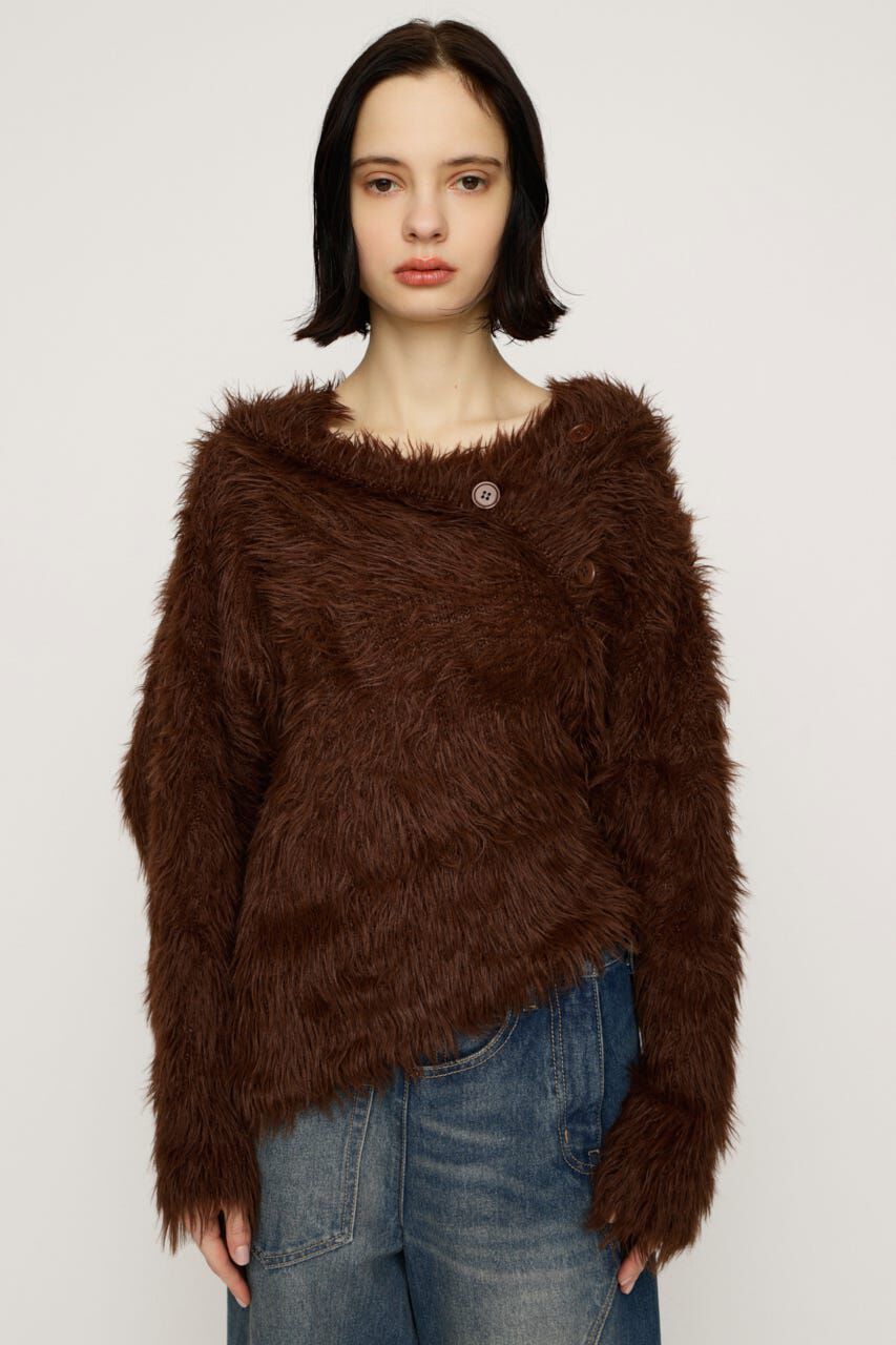 SLY「BIG SHAGGY BUTTON RIB トップス」|ニット・セーター|