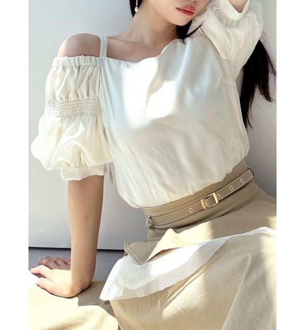 RESEXXY「ボリュームスリーブオフショルブラウス」|シャツ・ブラウス|アイボリー